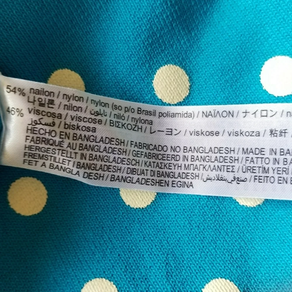 ZARA // turquoise polka dot one puff shoulder soft & stretchy knit mini dress - Picture 16 of 16